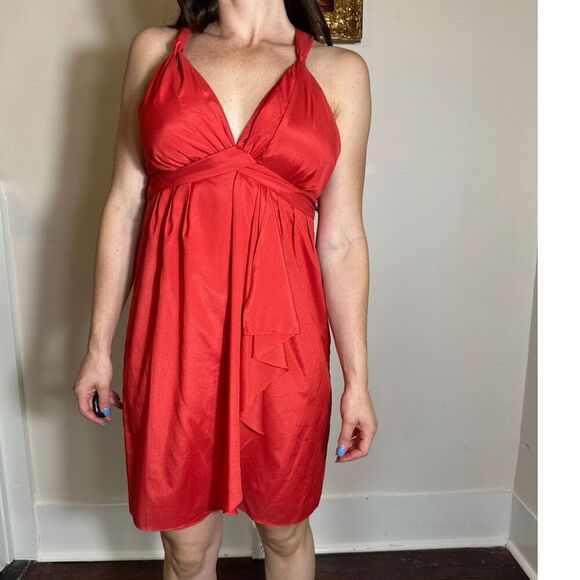 Vintage Banana Republic Red Silky Mini Dress Size 6 - Picture 1 of 5